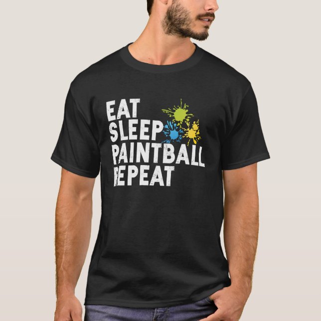 T-shirt Mangez Sleep Paintball Paintball Paintball Soft Ai (Devant)