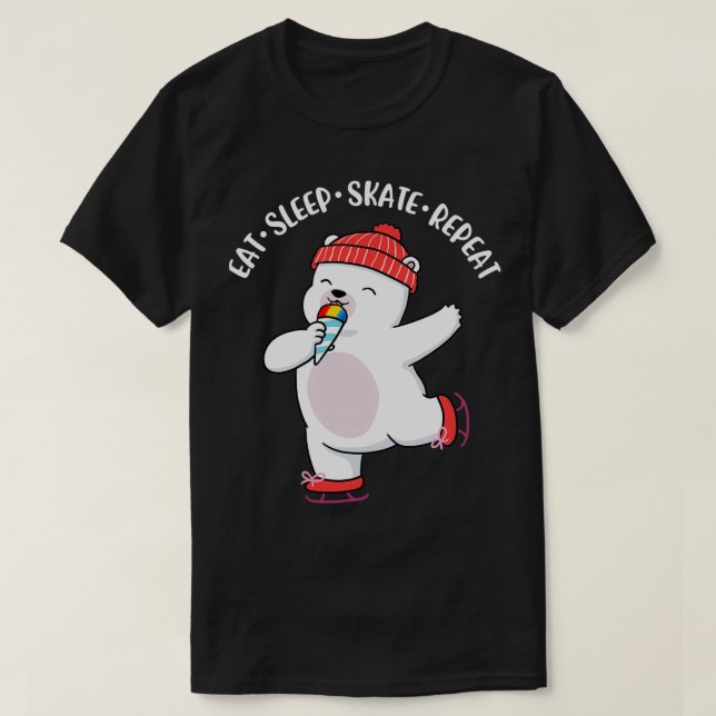 T-shirt Mangez Sleep Patinage Répéter Funny Patinage de gl (Design devant)