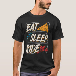 T-shirt Mangez Sleep Ride Moto Hommes Biker Pizza Papa