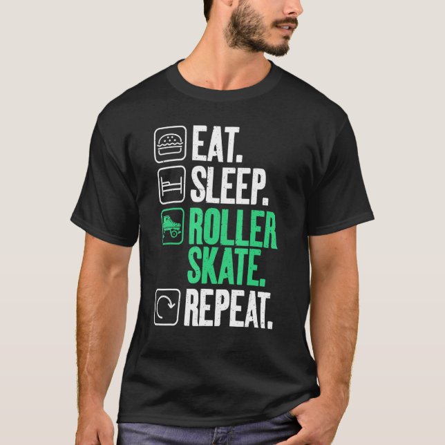 T-shirt Mangez Sleep Roller Skate Répéter Roller Skate (Devant)