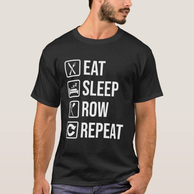 T-shirt Mangez Sleep Row Répéter Funny Rowing Dit (Devant)