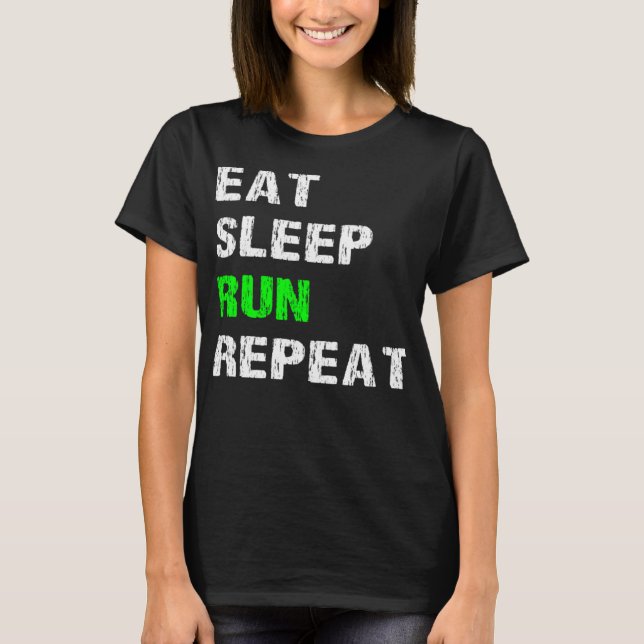 T-shirt Mangez Sleep Run Répétez Funny Runner S (Devant)