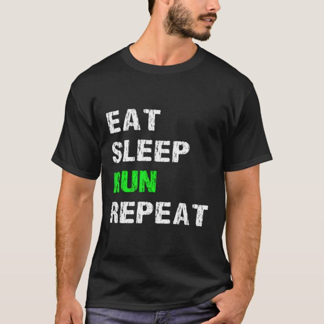 T-shirt Mangez Sleep Run Répétez Funny Runner S (Devant)