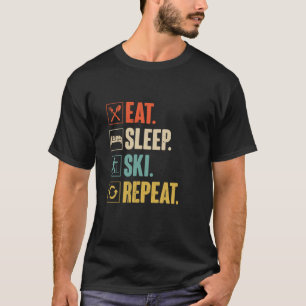 T-shirt Mangez Sleep Ski Répéter Funny Retro Skiing Lover 