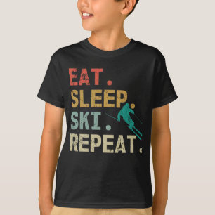 T-shirt Mangez Sleep Ski Répéter Retro Skier Vintage