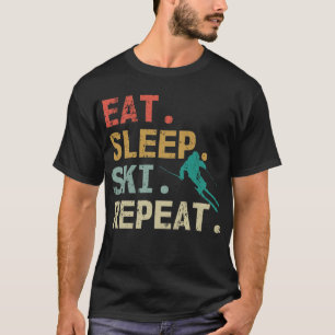 T-shirt Mangez Sleep Ski Répéter Retro Skier Vintage