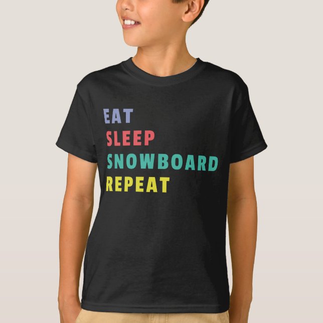 T-shirt Mangez Sleep Snowboard Répétez Enfants colorés (Devant)