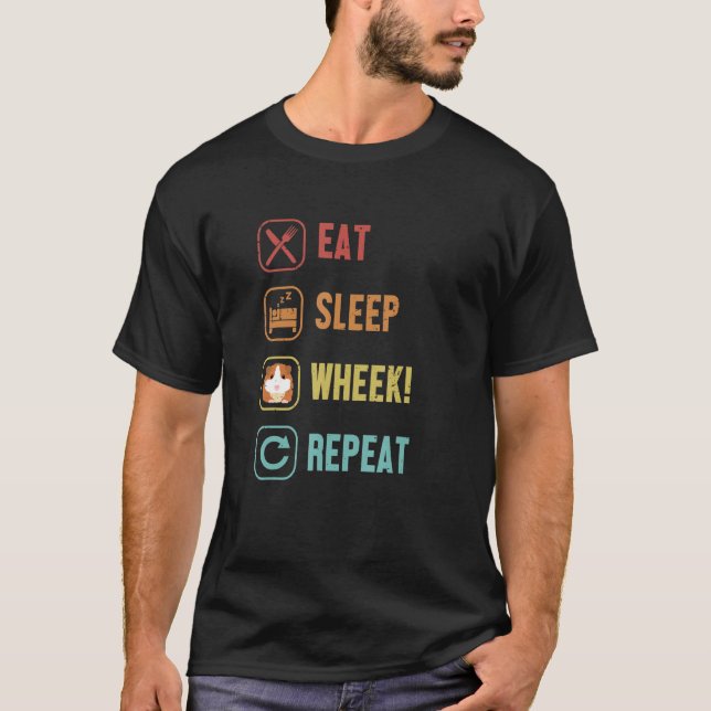 T-shirt Mangez Sleep Wheek Répéter Cavy Caviidae Long Hair (Devant)