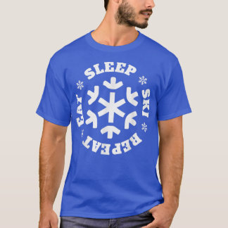 T-shirt Mangez Sommeil Neige Ski Répéter Sports D'Hiver De
