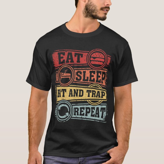 T-shirt Mangez une chauve-souris et un piège Répéter (Devant)
