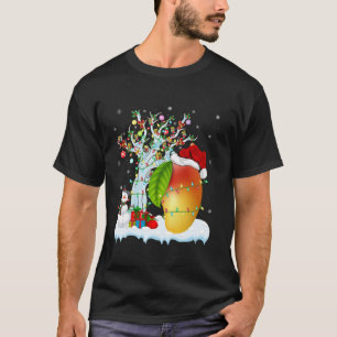 T-shirt Mango Fruit Xmas Éclairage Arbre Santa Hat Mango C