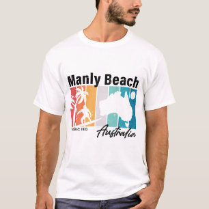 T-shirt Manly Beach Australie Vintage Retro Souvenirs 80s