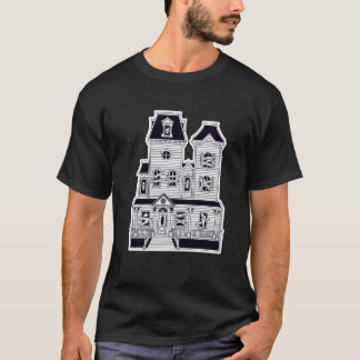T-shirt manoir hanté noir et blanc