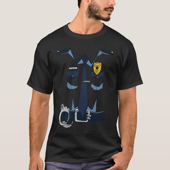 T-shirt Manque de tête Police Uniforme Drôle Costume Hallo (Devant)