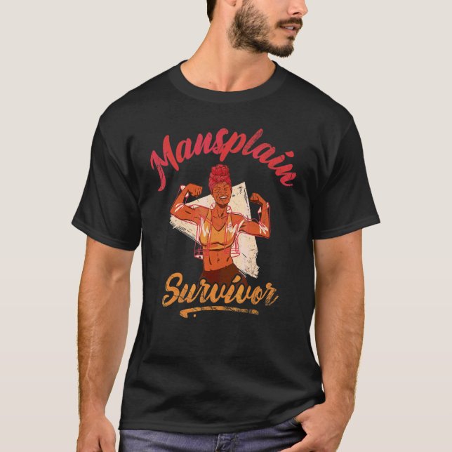 T-shirt Mansplain Survivor For Feminists (Devant)