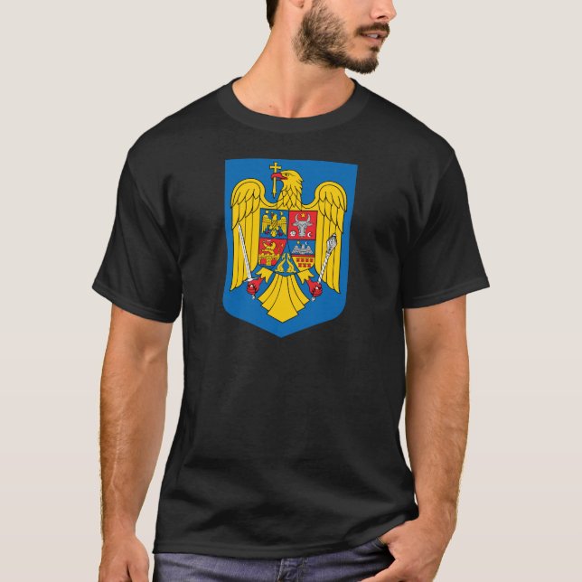 T-shirt Manteau de la Roumanie de détail de bras (Devant)