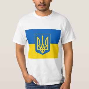 T-shirt Manteau de l'UKRAINE des bras et du drapeau