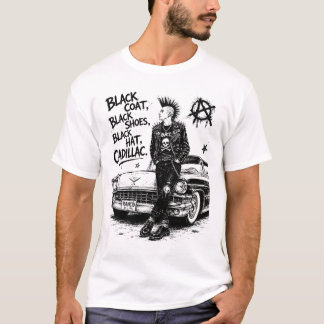 T-shirt Manteau noir chaussures noires chapeau noir Cadill