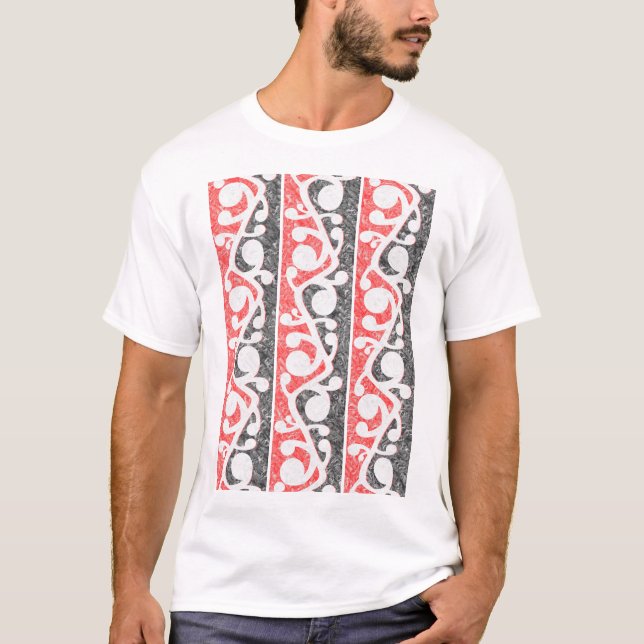 T-shirt Maori Kowhaiwhai Motif en détresse (Devant)