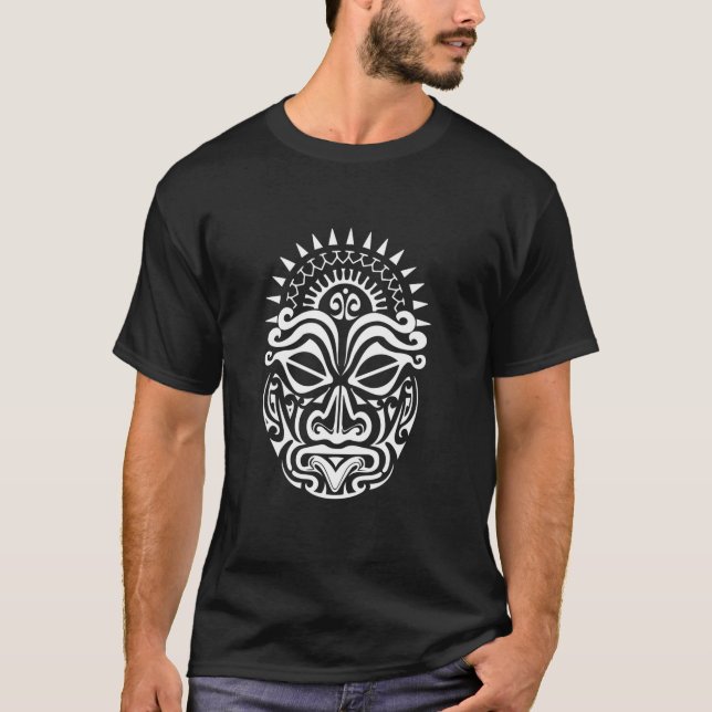 T-shirt Maori polynésien tatouage HAKA Danse Visage Masque (Devant)