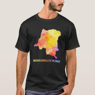 T-shirt Map Of Congo, DR Congo Colorful Map. Watercolor Il