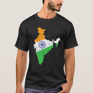 T-shirt Map Of India In Tricolor With Ashoka Chakra Desi I