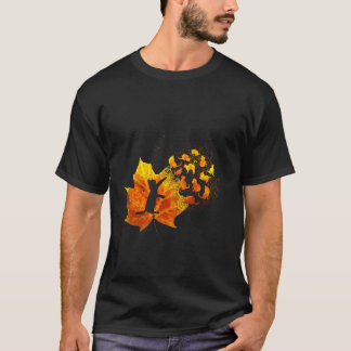 T-shirt Maple Cat Leaf Automne Bonjour Automne Funny Cat K