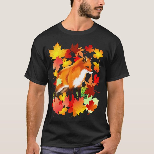 T-shirt Maple Fox Leaf Automne Leaves Nature Seasons (Devant)