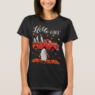 T-shirt Maple Penguins Leaf Automne Camion rouge Automne