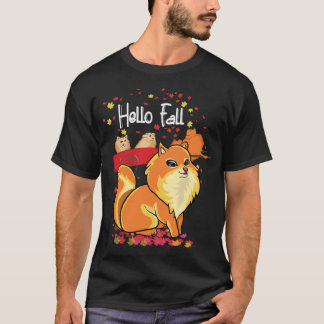 T-shirt Maple Pomeranian Amoureux de les chiens Feuille Ca