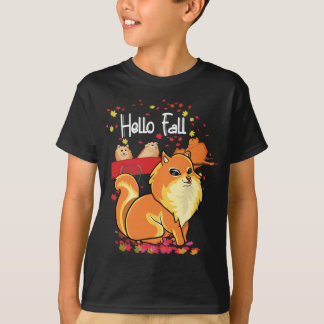 T-shirt Maple Pomeranian Amoureux de les chiens Feuille Ca
