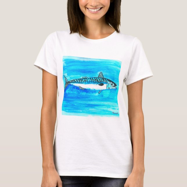 T-shirt Maquereau poisson aquarelle océan sous la mer (Devant)
