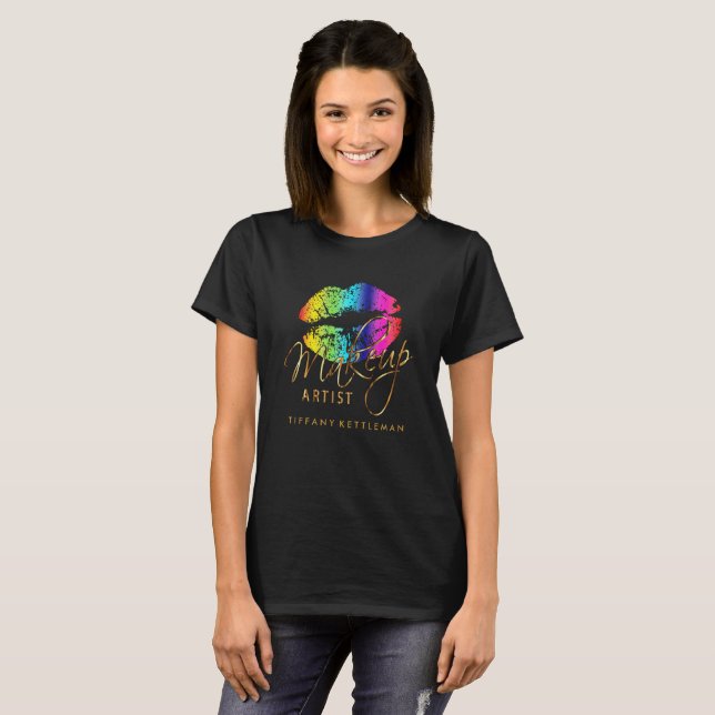 T-shirt Maquillage Artiste Rainbow Color Lips (Devant entier)