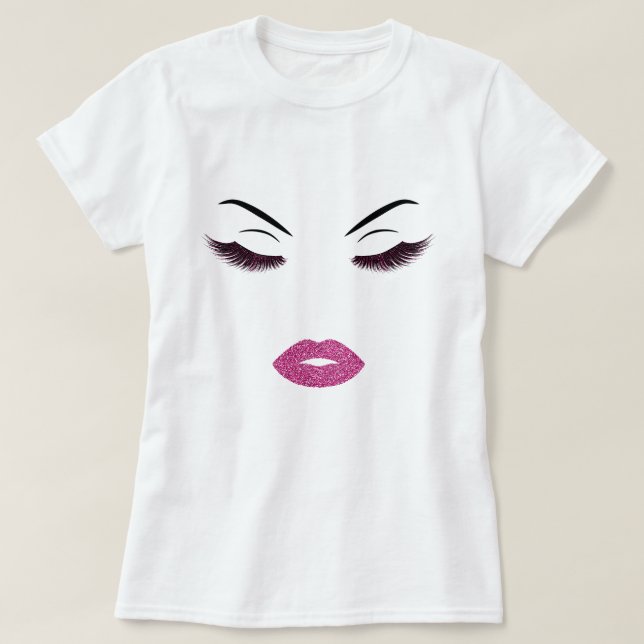T-shirt Maquillage avec l'effet de parties scintillantes (Design devant)