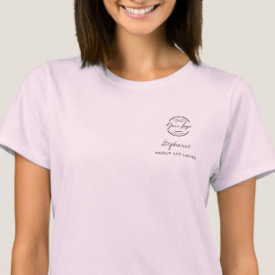 T-shirt Maquillage de l'équipe de logo de script rose Blus