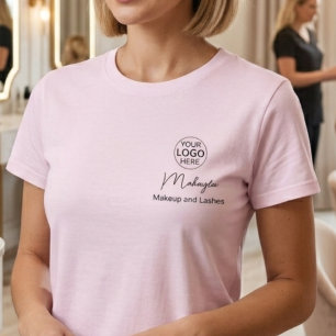 T-shirt Maquillage de l'équipe de logo de script rose Blus