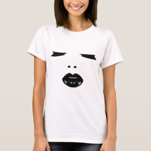 T-shirt maquillage pop art yeux cils lèvres rouge noir