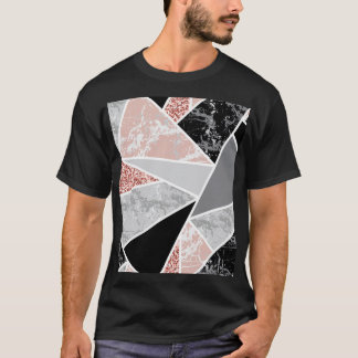 T-shirt Marbre géométrique avec Parties scintillant rose :