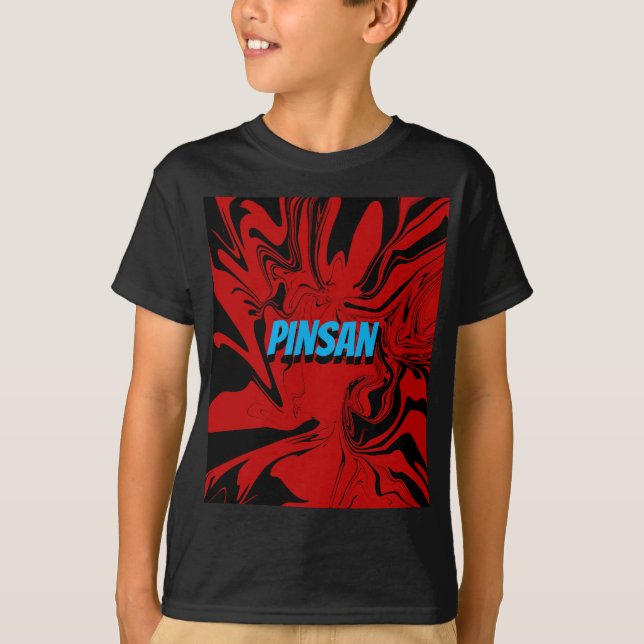T-shirt Marbre noir rouge lignes modernes géométriques (Devant)