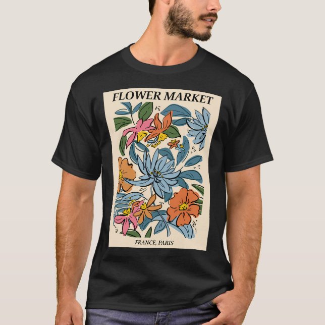 T-shirt Marché aux fleurs Imprimer Paris Fleurs Abstraites (Devant)