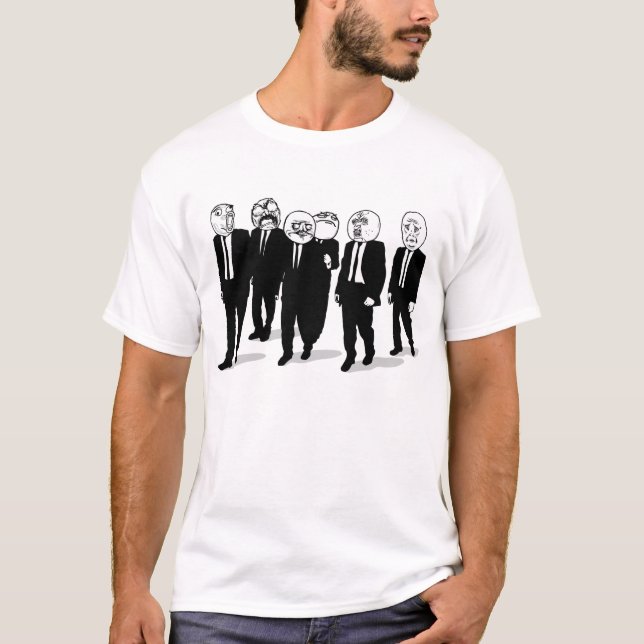 T-shirt marche comique de visages de meme de rage. je (Devant)