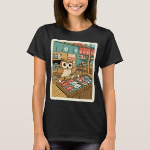 T-shirt Marché de poissons de hibou Illustration japonaise