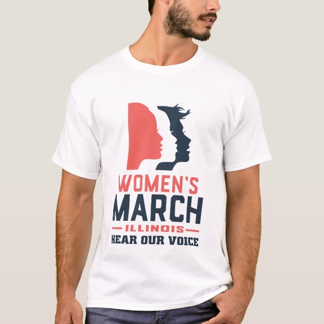 T-shirt Marche des femmes dans l'Illinois Entendez notre v (Devant)