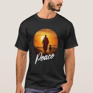 T-shirt Marche pour la paix u2013 Moine avec Aloka Chien C