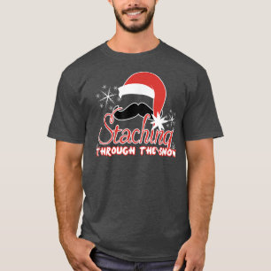 T-shirt Marcher à travers la neige amusante Mustache Noël