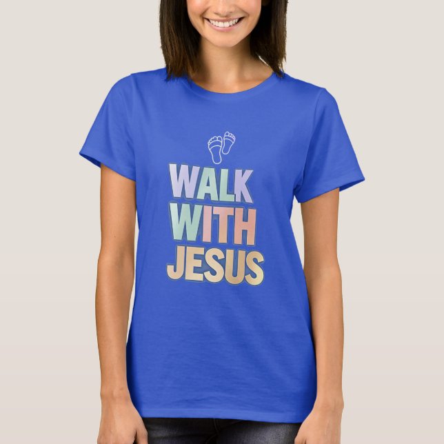 T-shirt Marcher Avec Jésus Foi Chrétienne Pastel Graphic (Devant)