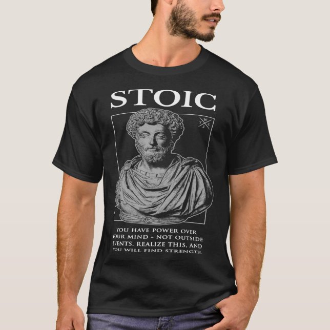 T-shirt Marcus Aurelius u201CFind Strengu201D Stoicism Q (Devant)