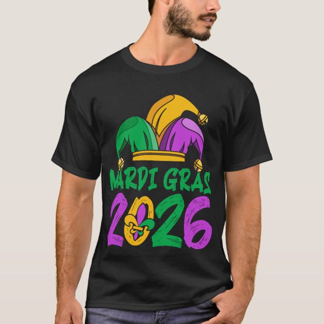 T-shirt Mardi Gras 2026 Jester Hat Carnival Celebration (Devant)