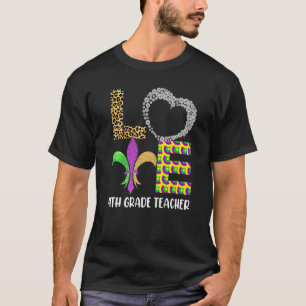 T-shirt Mardi Gras 4e année Enseignant perles Masque Feath