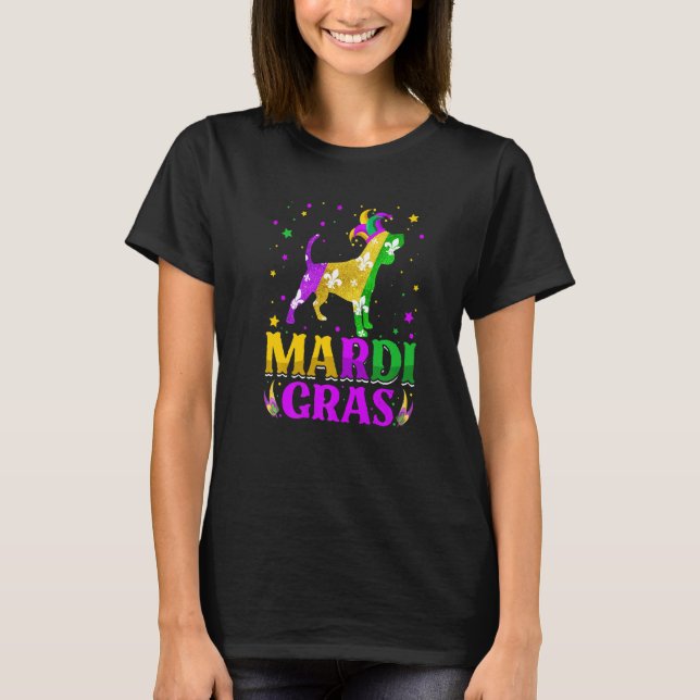 T-shirt Mardi Gras Beagle Dog Lover Carnival Jester Premiu (Devant)